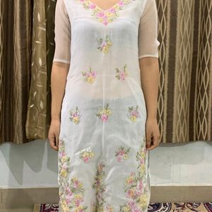 White Floral Kurti