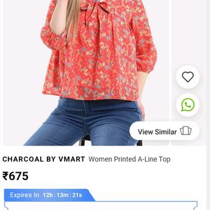 Charcoal Vmart Women Printed A-Line Top