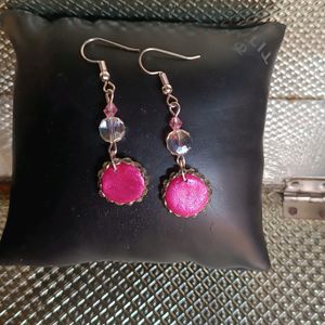 Pink Clay earrings With crystals