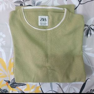 Zara Long Sleeves Sage Green Tshirt