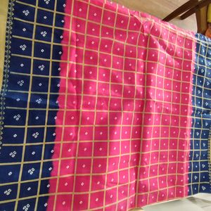 New Pink And Blue Printed Saree