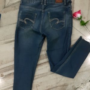 Women Mid Waist Slim Fit Jeans