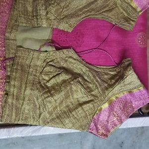 Beautiful Pink Color Saree With Stitched Blouse.