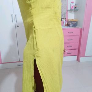 Lime Green Kurti With Mirror Works