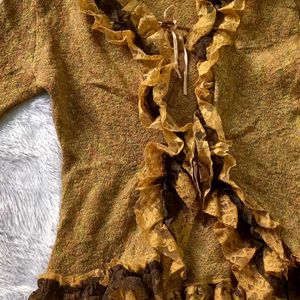 Pinterest Sparkly Mustard Ruffles Cardigan