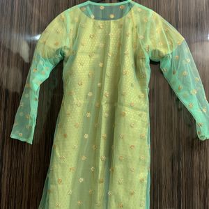 Banarasi Suit With Net Long Koti