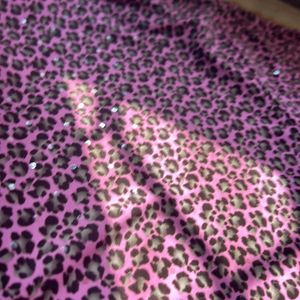 Sequin Pink Top Cheetah Print In Brownpink