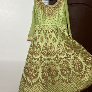 Elaichi Color Raw Silk Gown