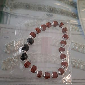 Rudraksh Silver Bracelet Stretchable