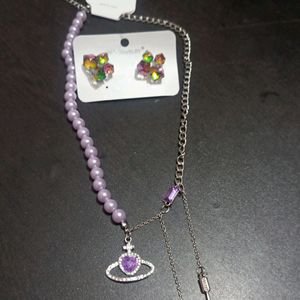 Korean Necklace With Earrings