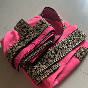 Pink Saree With Blouse