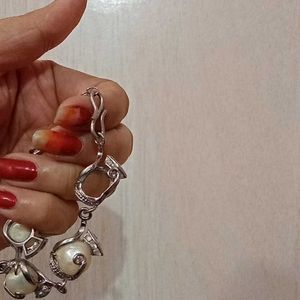 Rhodium Plated Silver Pearl Bracelet