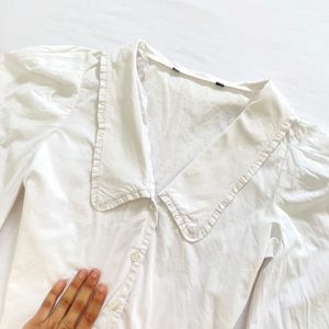 Cropped Peterpan Collar Puff sleeve White crop Top