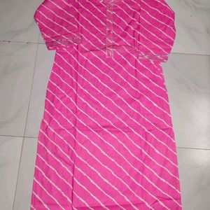 Pink Laheriya Cotton Kurti