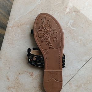 Beautiful Flat Slippers With Mirror Work