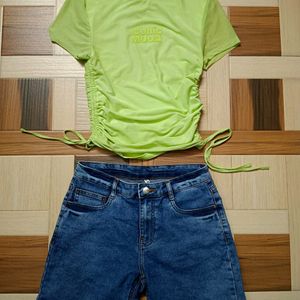 Gathered Fitted Lime Green Top