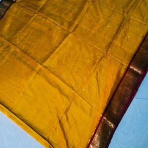 Yellow N Red Colour Pure Gadwal Saree