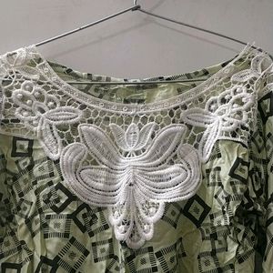 Embroidered Neck Top