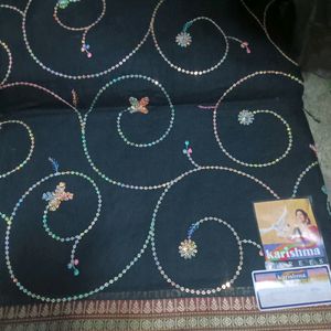 Black Cotton Saree With Blouse Piece