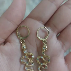 Snazzy Embellished Gold Snake Earrings