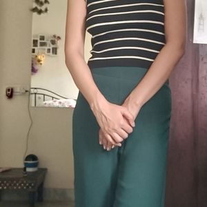 2pc Carlton Green Trouser N Black Ribbed Top Set