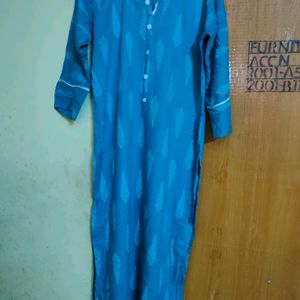 Blue printed straight kurta