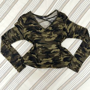 Casual Military Printed Shein Top