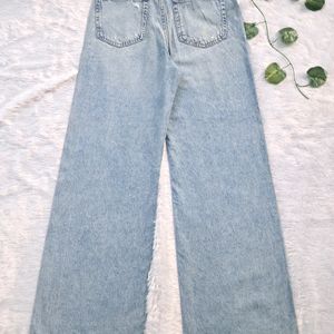 H&M Ripped Wide Leg Jeans