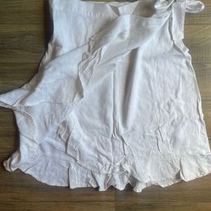 H&M New Off White Wrap Skirt With Ruffles