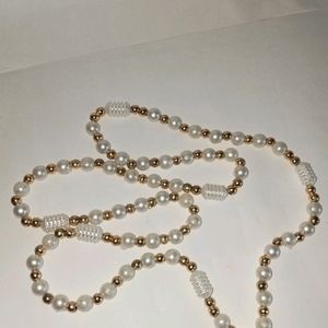 White & Golden Pearls Beautiful Chain