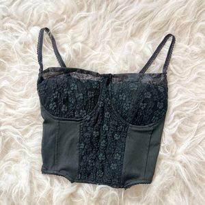 Black embroidered corset top