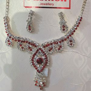 Red And White Party Jewellery Set For Girls