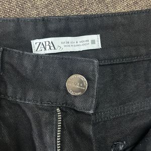 ZARA Wide Leg Jet Black JEANS