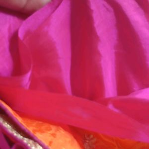 ROYAL ORANGISH PINK FESTIVE SAREE.