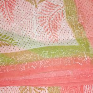 Withe Pink And Green Saree