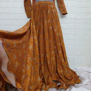 Mustard Yellow Printed Lehenga Choli