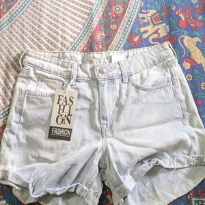 New Blue Denim Shorts With Tag