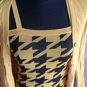 Set Of 2 Woolen Korean Checkerd Dress