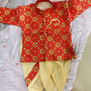 Red Golden Boy Sherwani Dhoti✨