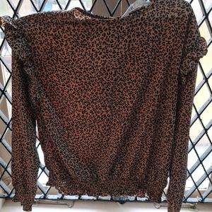 Cheetah Print Round Neck Full Sleeve Top