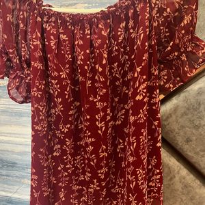 Cute Summer Deep Maroon Printed Top