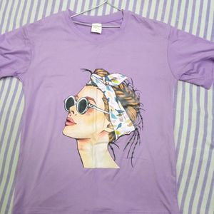 Printed Lavender T-shirt for Women.