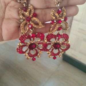 Stone Red Earrings