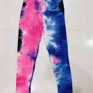 Women's High-Waist Tie-Dye Honeycomb Leggings