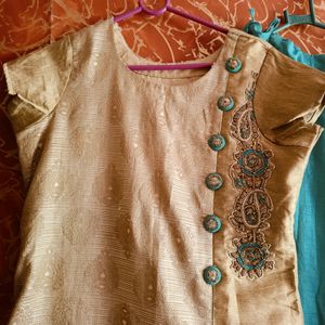 Golden And Green Lehenga  With  Dupatta