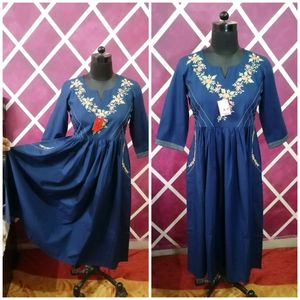 New Blue Embroidery Kurti