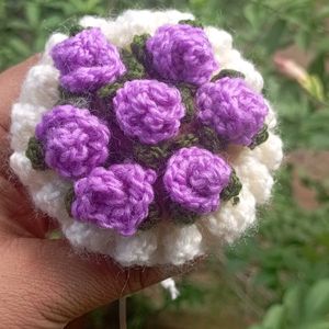 Handmade Crochet Purple Roses Bouquet