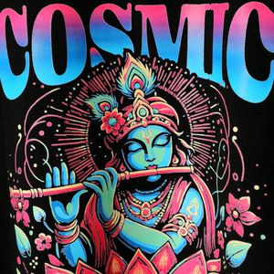 Lord Krishna Cosmic Melodies Printed Tshirt