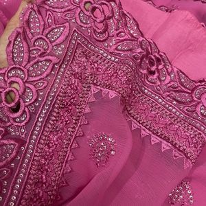 Pink Chiffon Party Saree