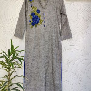 Khadi Look Embroidered Kurta